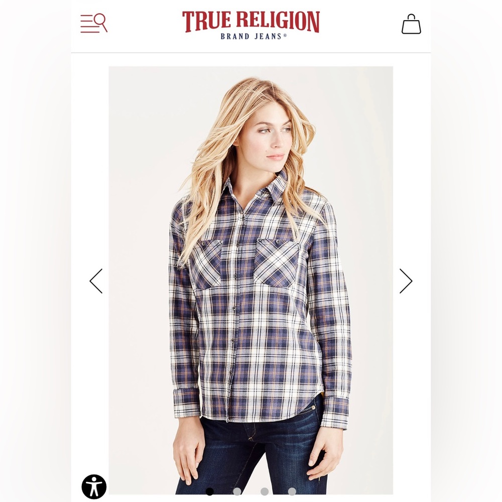 True Religion Plaid Utility Women’s XS Shirt - Great Condition